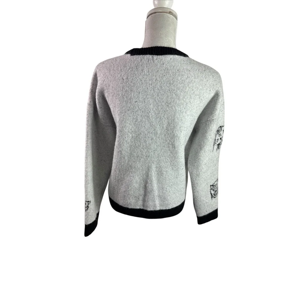 On 12th Women's‎ L Crewneck Cat Sweater Gray Black NWT